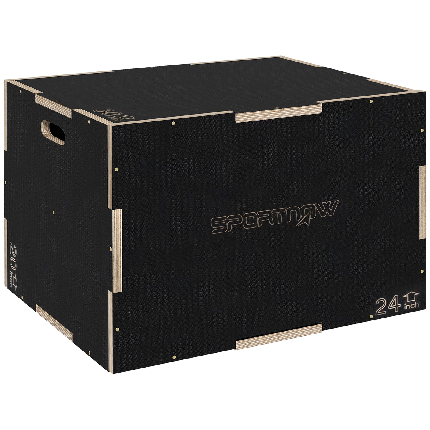 SPORTNOW Multi-Faceted Jump Box, Wooden Step Up Box, For Home, Gym, Exercise, 41/51/61cm - Black
