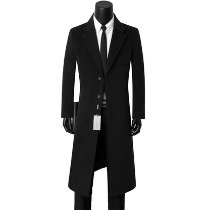 Mens Stylish Casual Wool Mid-length Coat