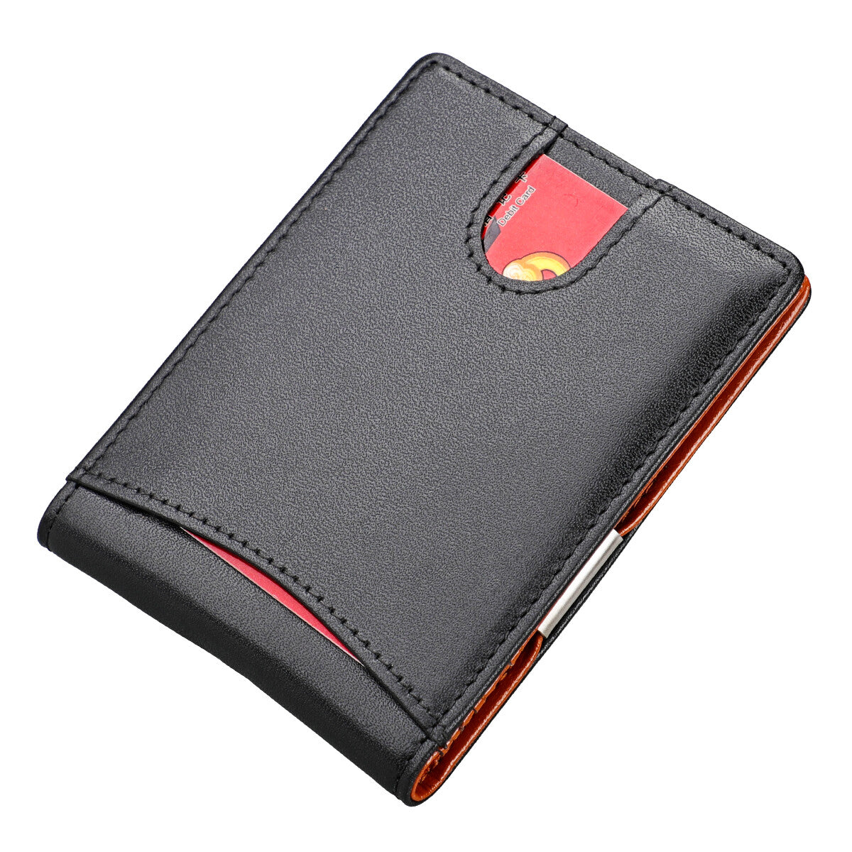Mens Slim Leather Wallet with Money Clip RFID Blocking Bifold Credit Card Holder