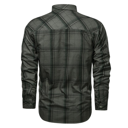 New Men's Spring And Autumn Long-sleeved Striped Shirt