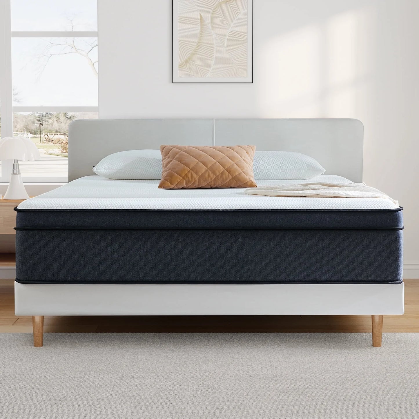 Cal King Size Mattress,  12 Inch Hybrid Mattress Medium Innerspring Mattress in a Box，Cal King Mattress