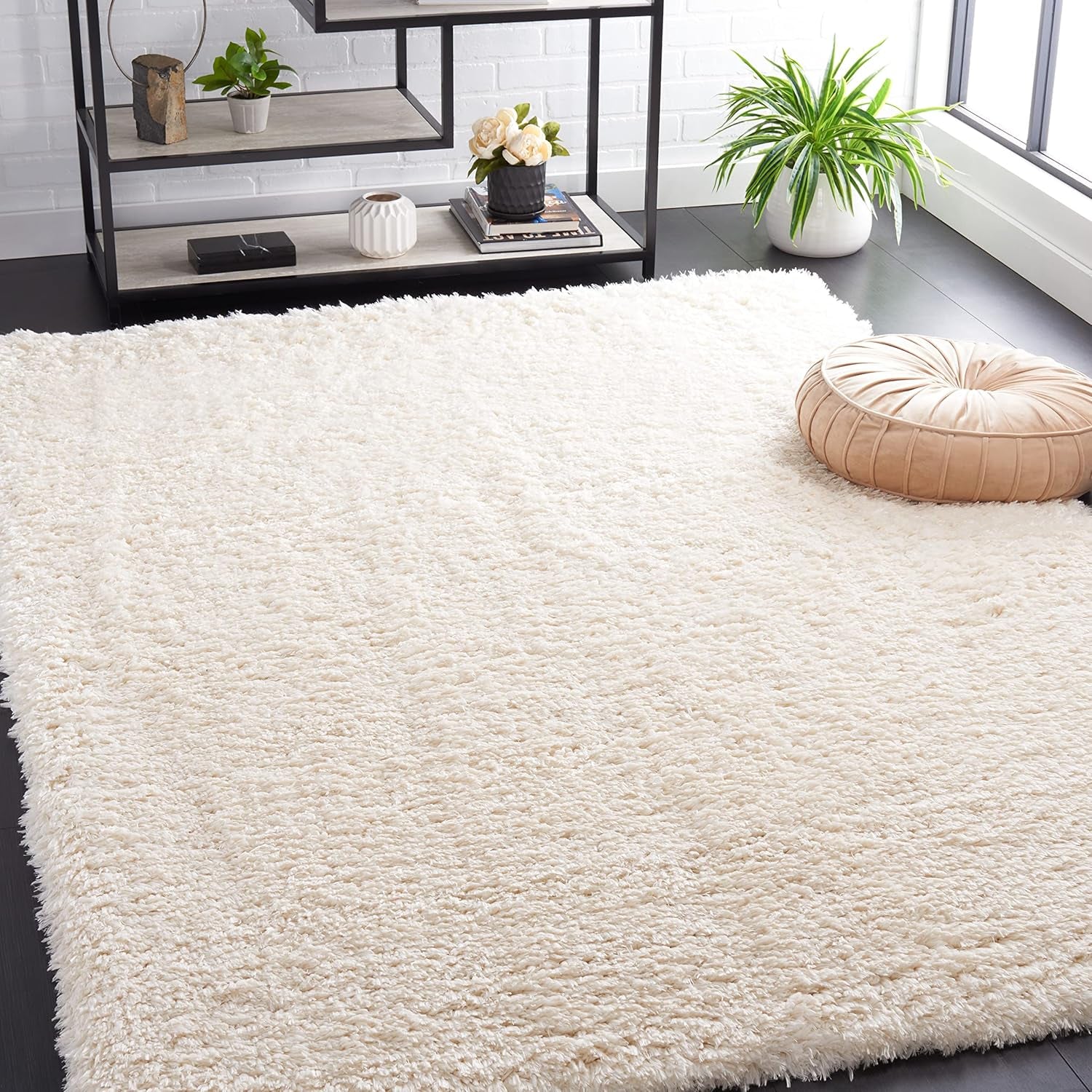 Flokati Shag Collection Area Rug - 6'7" X 9', Ivory, Solid Design, Non-Shedding & Easy Care, 2.75-Inch Thick Ideal for High Traffic Areas in Living Room, Bedroom (FLK950B)