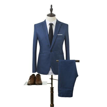 Solid Color Leisure Suits For Men Two-piece Set
