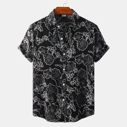 European And American Floral Men's Short-sleeved Shirt