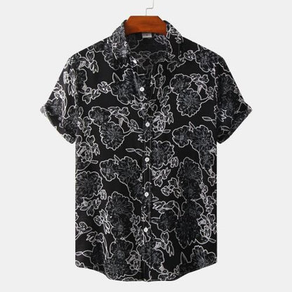 European And American Floral Men's Short-sleeved Shirt