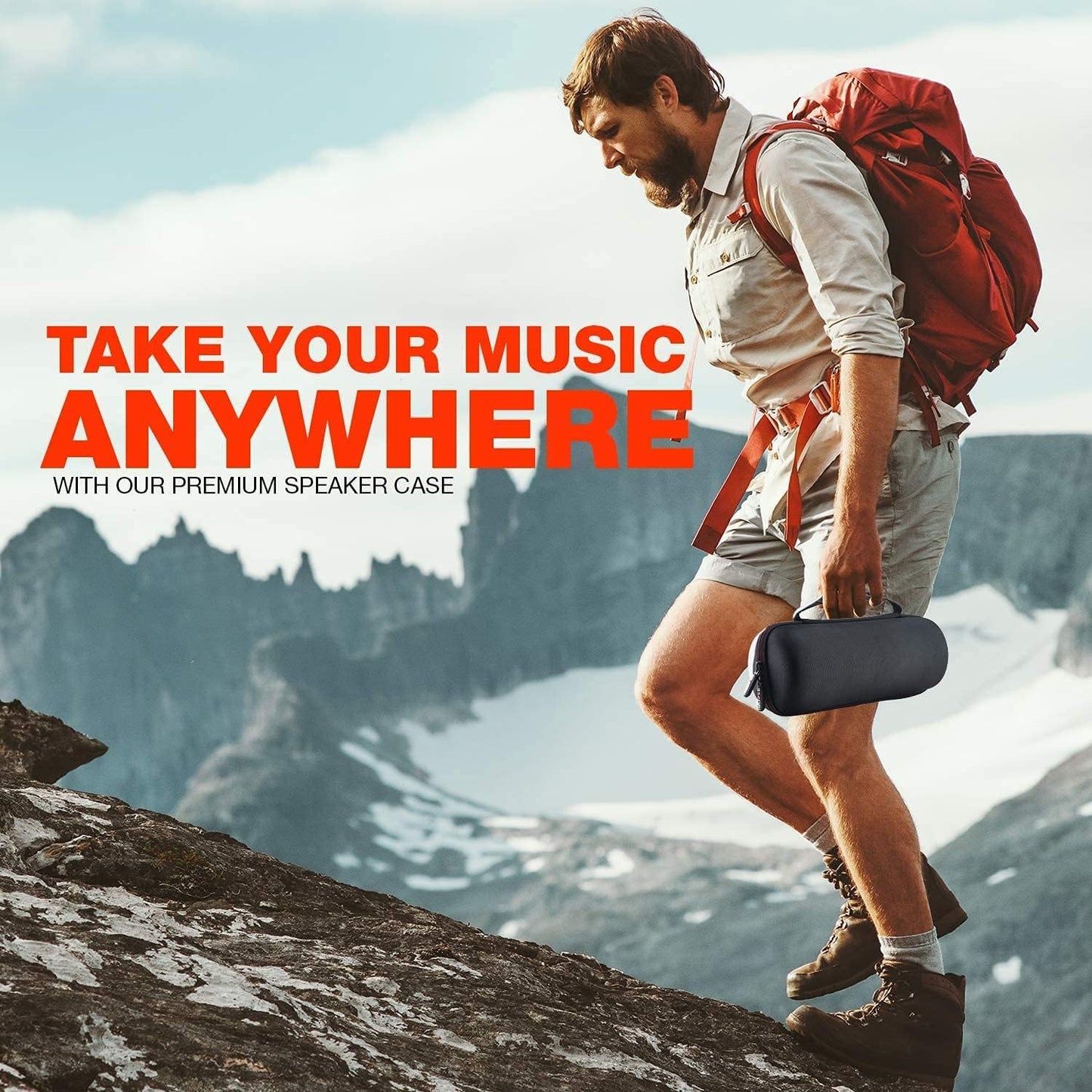 Charge 4 Portable Waterproof Wireless Bluetooth Speaker Bundle with Boomph Portable Hard Carrying Protective Case - White