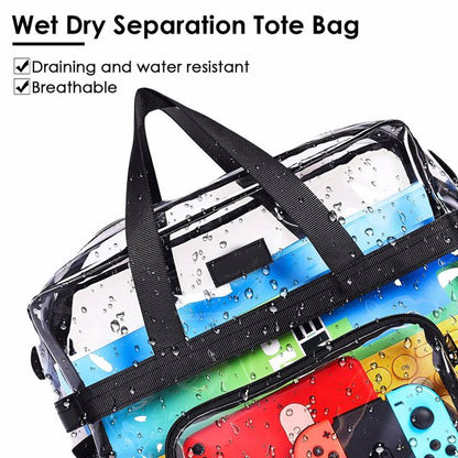 Clear Tote Bag -4-Pocket 0.4 Mm PVC Crossbody,Handbag, Adjustable Strap,  Holds 11 Lbs, Waterproof & Cold-Crack Resistant, Perfect For Concerts, Sports, School, Work