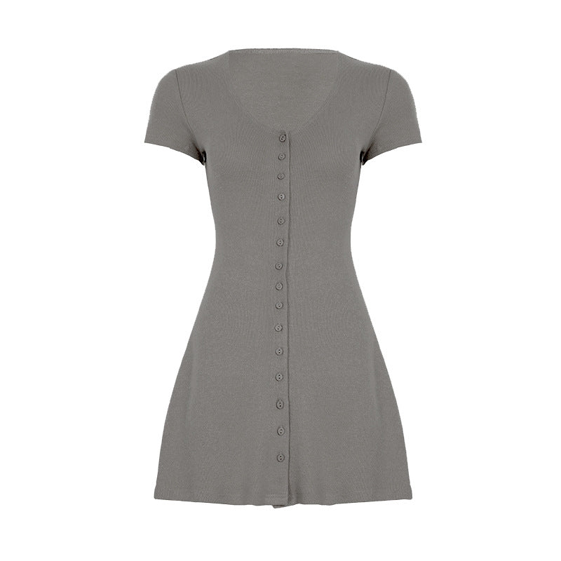 French Romantic Girl Style Base Breasted Knitted Dress