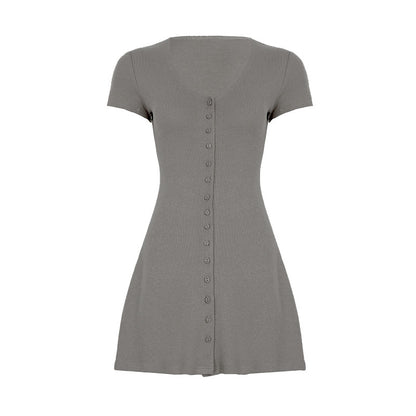 French Romantic Girl Style Base Breasted Knitted Dress