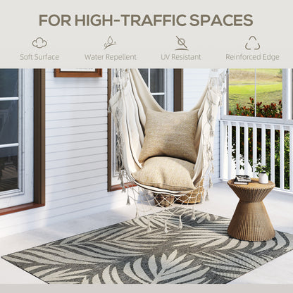 UV Resistant Indoor & Outdoor Area Rug, Easy-Cleaning Machine Washable Rug For Patio, Garden, Kitchen, Bathroom Or Living Room, 170 X 120 Cm, Grey