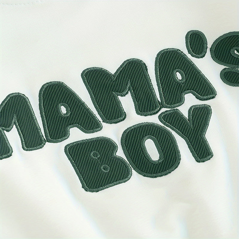 Baby Boy's 2-Piece Sweatshirt Set Round Neck Letter Print Top & Drawstring Jogger Pants For Spring & Fall
