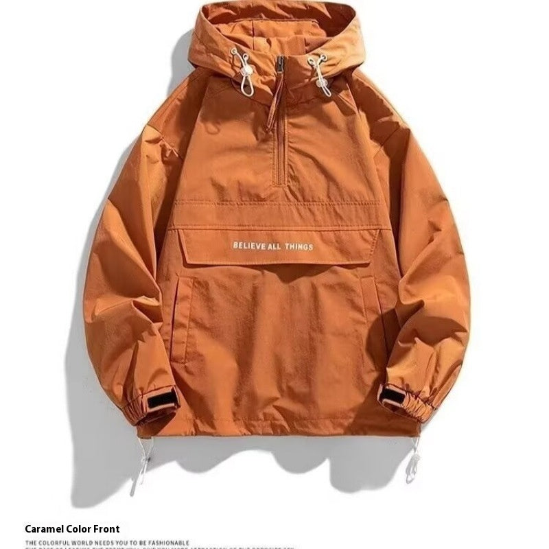 Half Zipper Pullover Men's Spring And Autumn New Hooded Fir Sweater