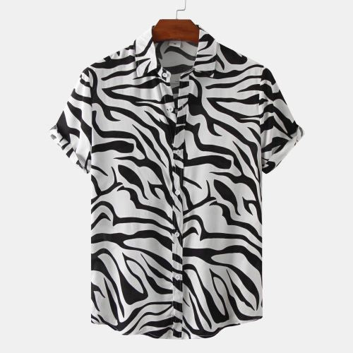 European And American Floral Men's Short-sleeved Shirt