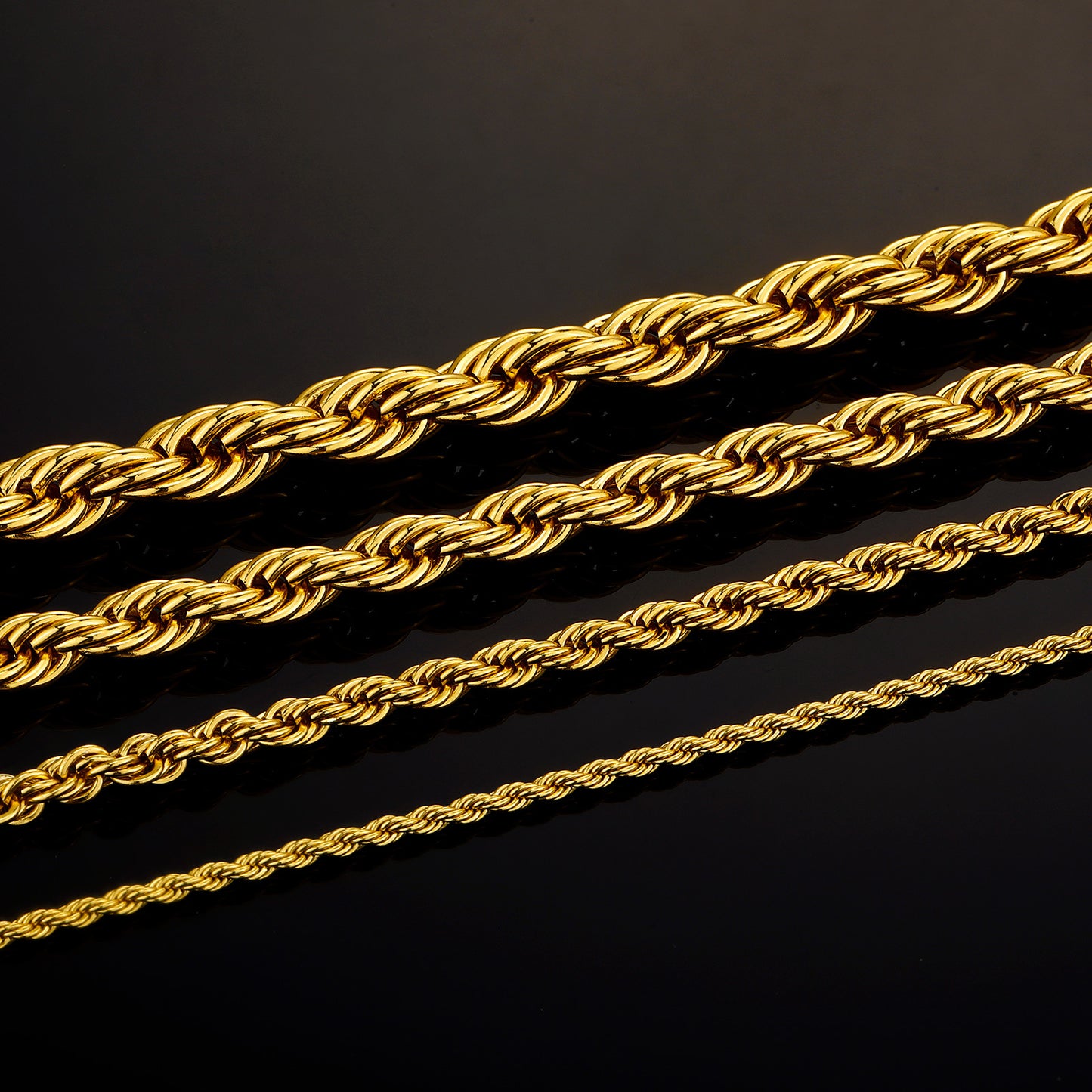 24k Color-retention Electroplated Twisted Rope Necklace And Bracelet