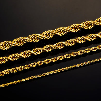 24k Color-retention Electroplated Twisted Rope Necklace And Bracelet