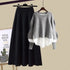 Gray Top  Black Skirt