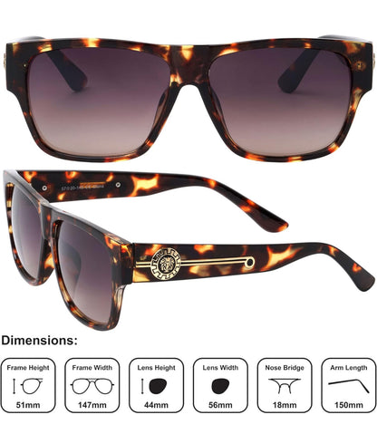 Men Sunglasses Fashion Design Tortoise Black Frame Hip Hop Style Square Shades