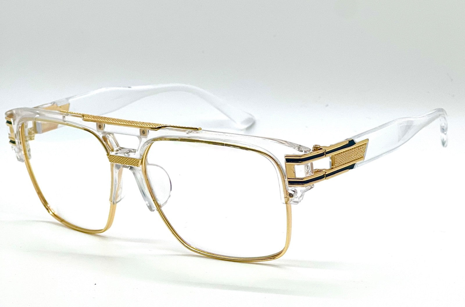 Designer Men Sunglasses Fashion Square Gold Hip Hop Model New Style Shades Blue
