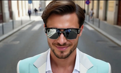 Designer Men Sunglasses Fashion Square Gold Hip Hop Model New Style Shades Blue