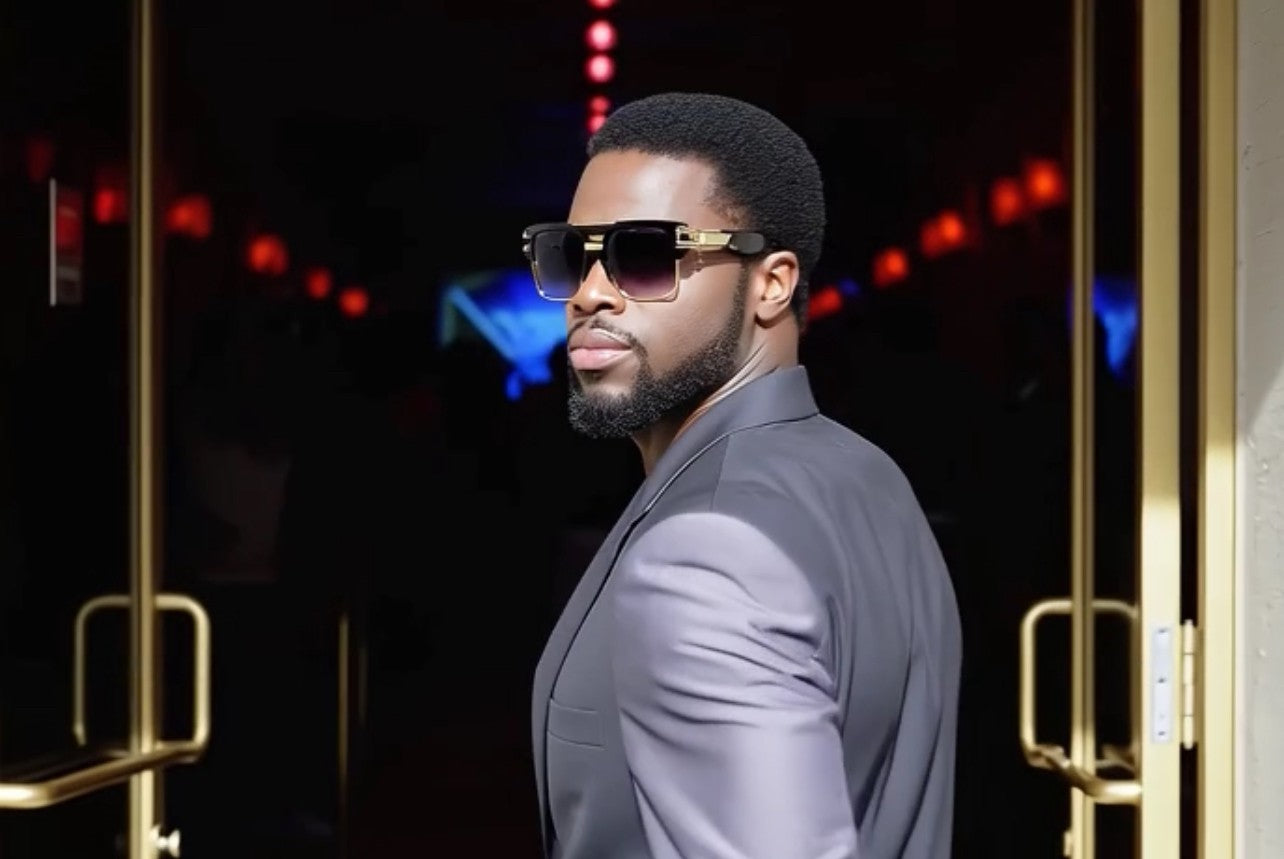 Designer Men Sunglasses Fashion Square Gold Hip Hop Model New Style Shades Blue