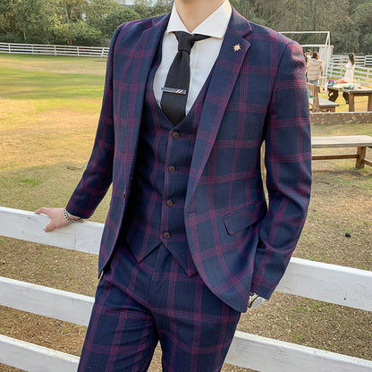 Mens 3-piece Suit In Korean And British Styles, Slim-fit
