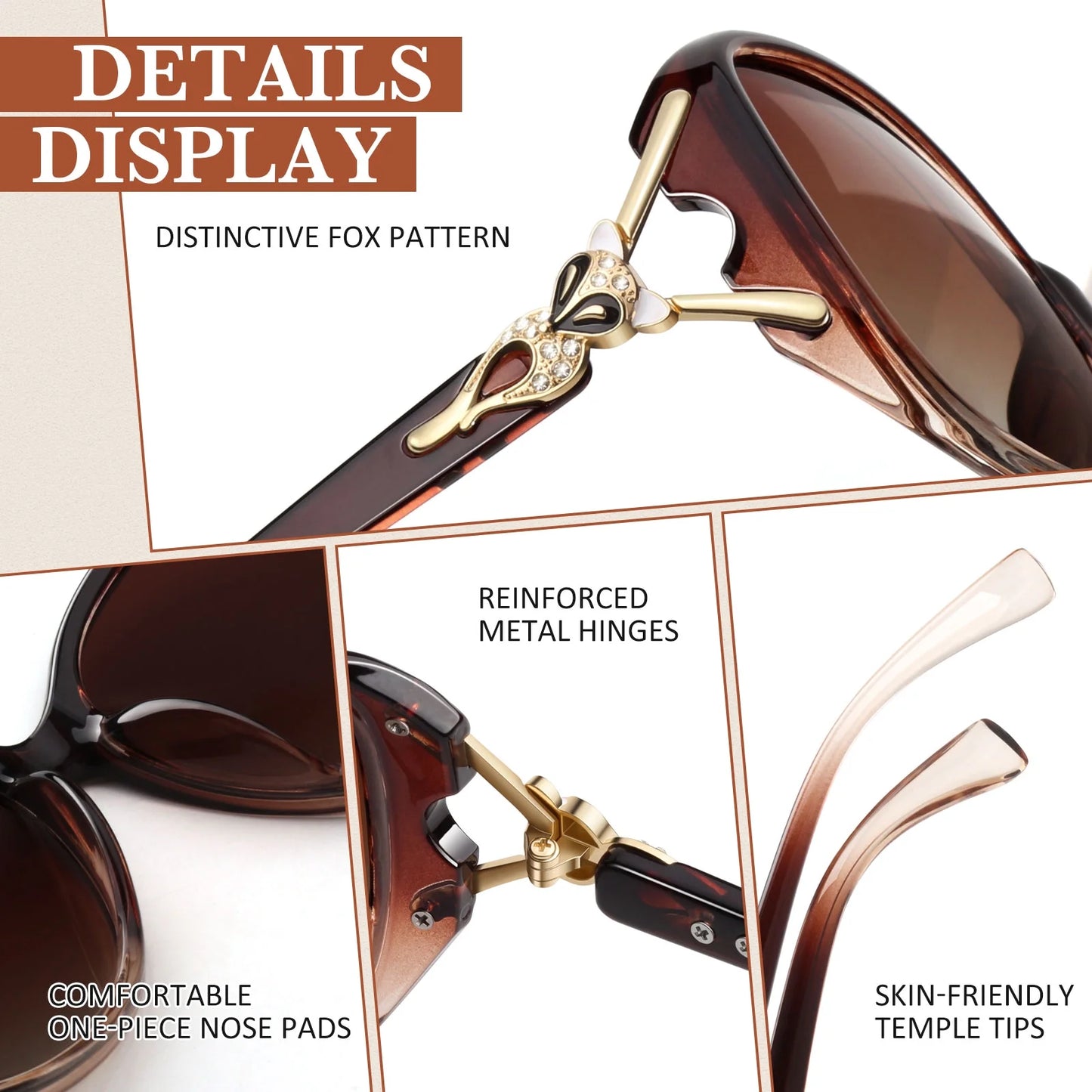 Retro Oversized Butterfly Polarized Gradient Brown Women Sunglasses Elegant Ladies Shades