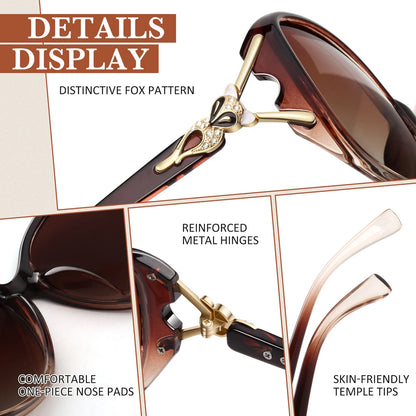 Retro Oversized Butterfly Polarized Gradient Brown Women Sunglasses Elegant Ladies Shades
