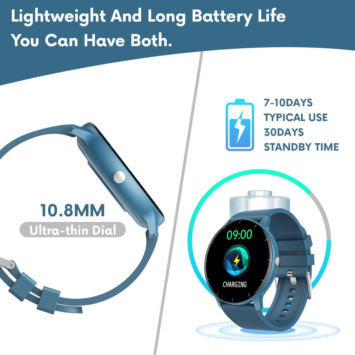 Smart Watches for Android Ios Phones IP67 Waterproof Smartwatch with Touch Screen Digital Watch Fitness Trackers Heart Rate Monitor Blood Pressure Monitor Step Counter Women Men Activity Watch