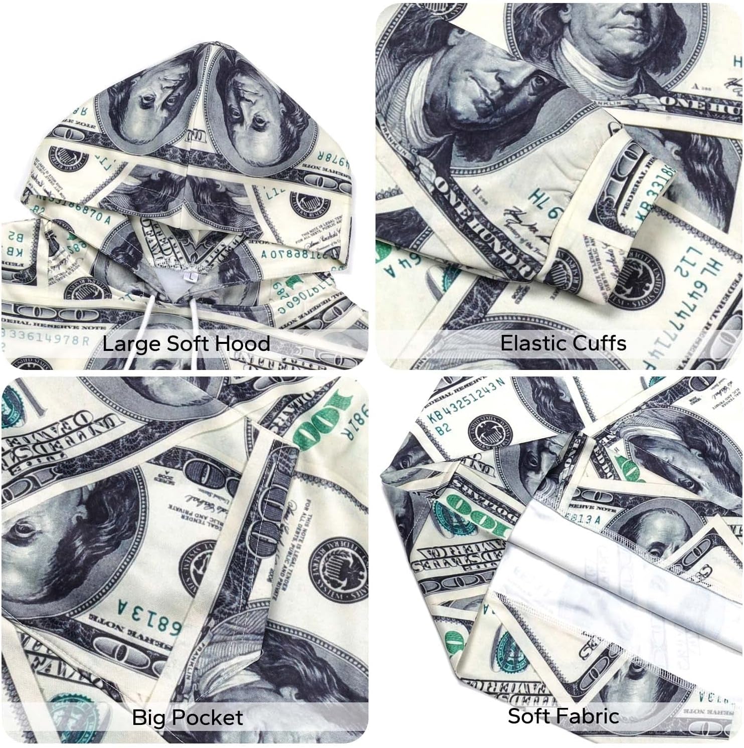 Money Hoodie Funny Sweatshirts for Men Hoodies Dollar Pullover 3D Clothing