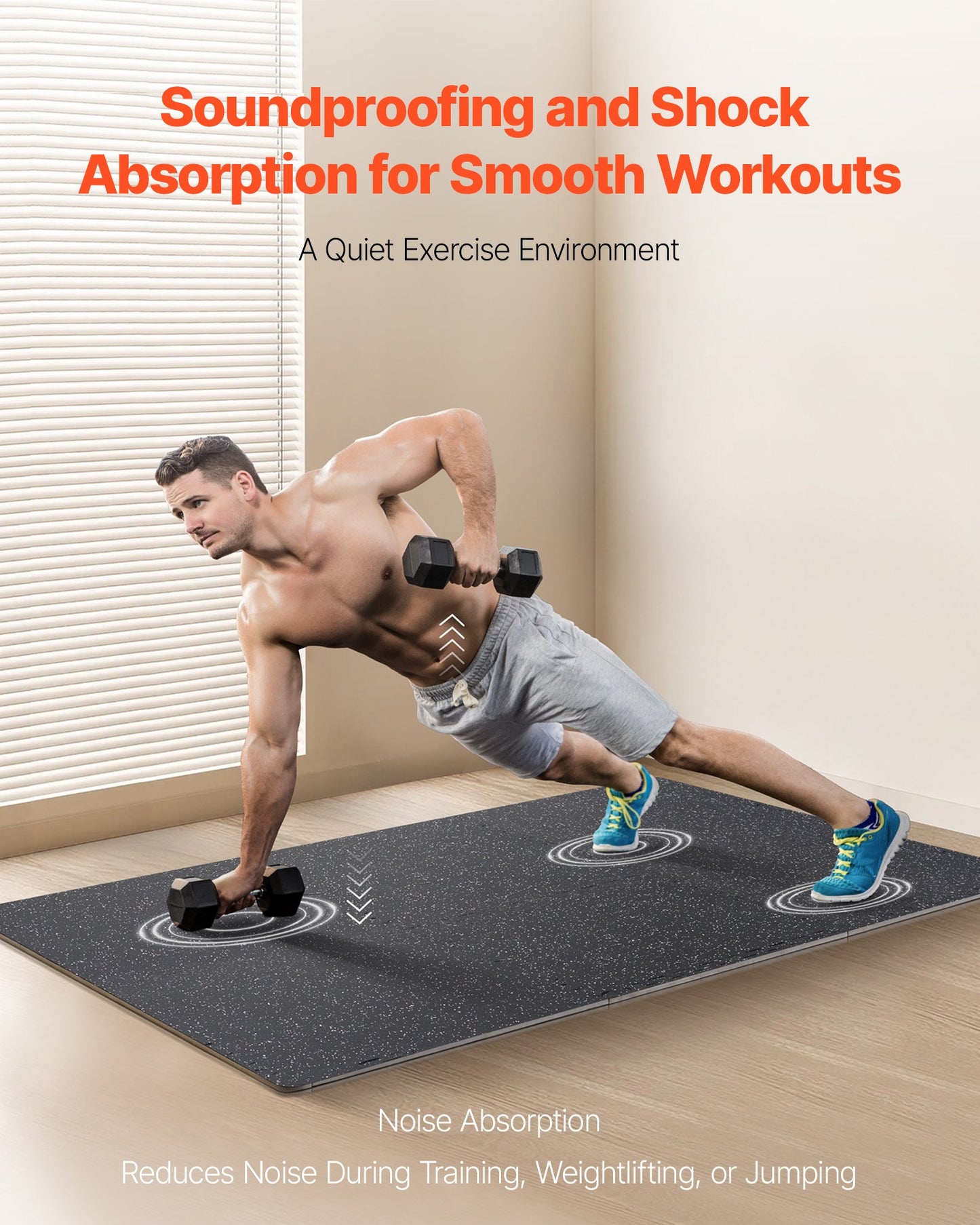 0.56 Inch Thick Gym Floor Mats, 25 Tiles Rubber Top With EVA Foam, 25" X 25" Gym Flooring Workout Mats With 100sq.ft Coverage, Interlocking Puzzle Gym Mats For Gym, Home, Garage, Black & White