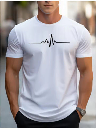 Creative Graphic-print Slim-fit Casual Sports Crew-neck Short-sleeve Top