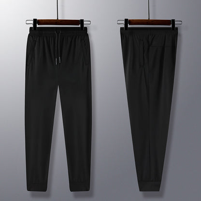 Ice Silk Leggings Men's Sports Pants Thin Trendy
