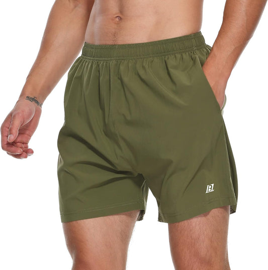 Men'S 5 Inch Running Shorts Quick Dry Lightweight Athletic Gym Workout Shorts with Pockets