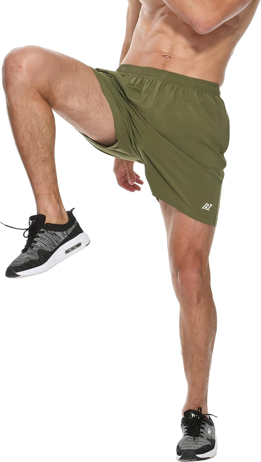 Men'S 5 Inch Running Shorts Quick Dry Lightweight Athletic Gym Workout Shorts with Pockets