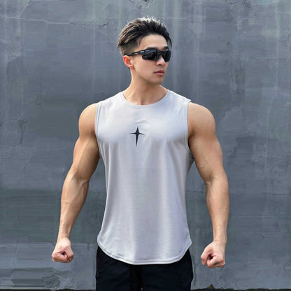 Mens Sleeveless Crew-Neck Slim-Fit T-Shirt Top