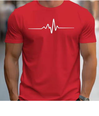 Creative Graphic-print Slim-fit Casual Sports Crew-neck Short-sleeve Top