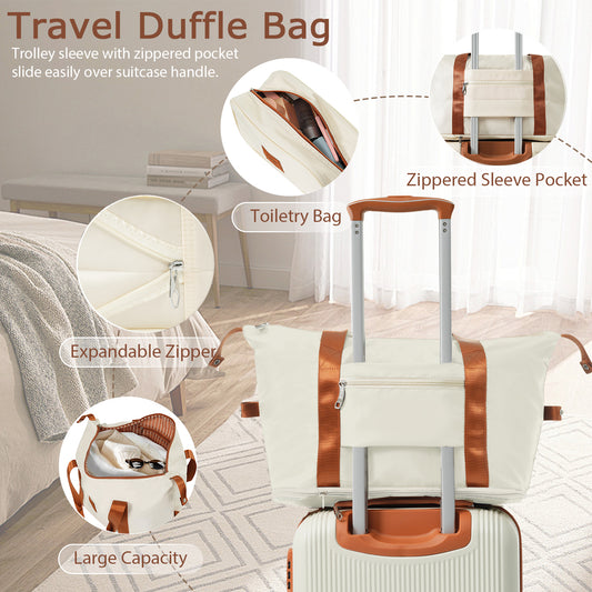 Hardshell Luggage Set 3-Piece, 20 Inch Carry-On Suitcase With Spinner Wheels TSA Lock, Lightweight Durable ABS For Travel Business, Cream