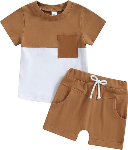 Children's Short-sleeved Shorts Stitching Suit