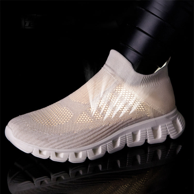 Casual Solid Color Flying Woven Sports Shoes Men Lightweight Breathable Summer Sneakers