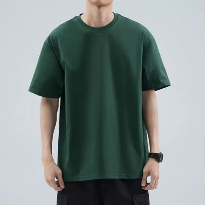 Mens Loose Simple Versatile Solid-color Top