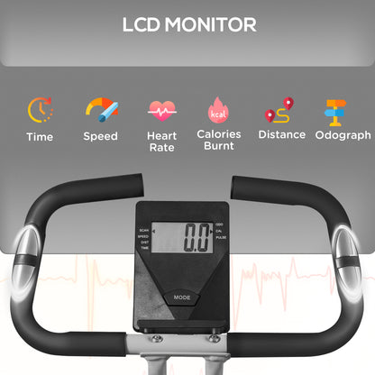 SPORTNOW Folding And Quiet Exercise Bike With 8-Level Magnetic Resistance And Heart Rate Sensor, For Home Gym, Black And Grey