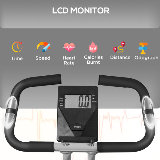 SPORTNOW Folding And Quiet Exercise Bike With 8-Level Magnetic Resistance And Heart Rate Sensor, For Home Gym, Black And Grey
