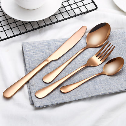 High Grade Tableware Set Black Gold Plated Stainless Steel Knife And Fork