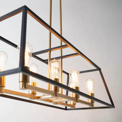 Carter 8-Light Black and Gold Farmhouse Chandelier Light Fixture for Dining Room or Kitchen