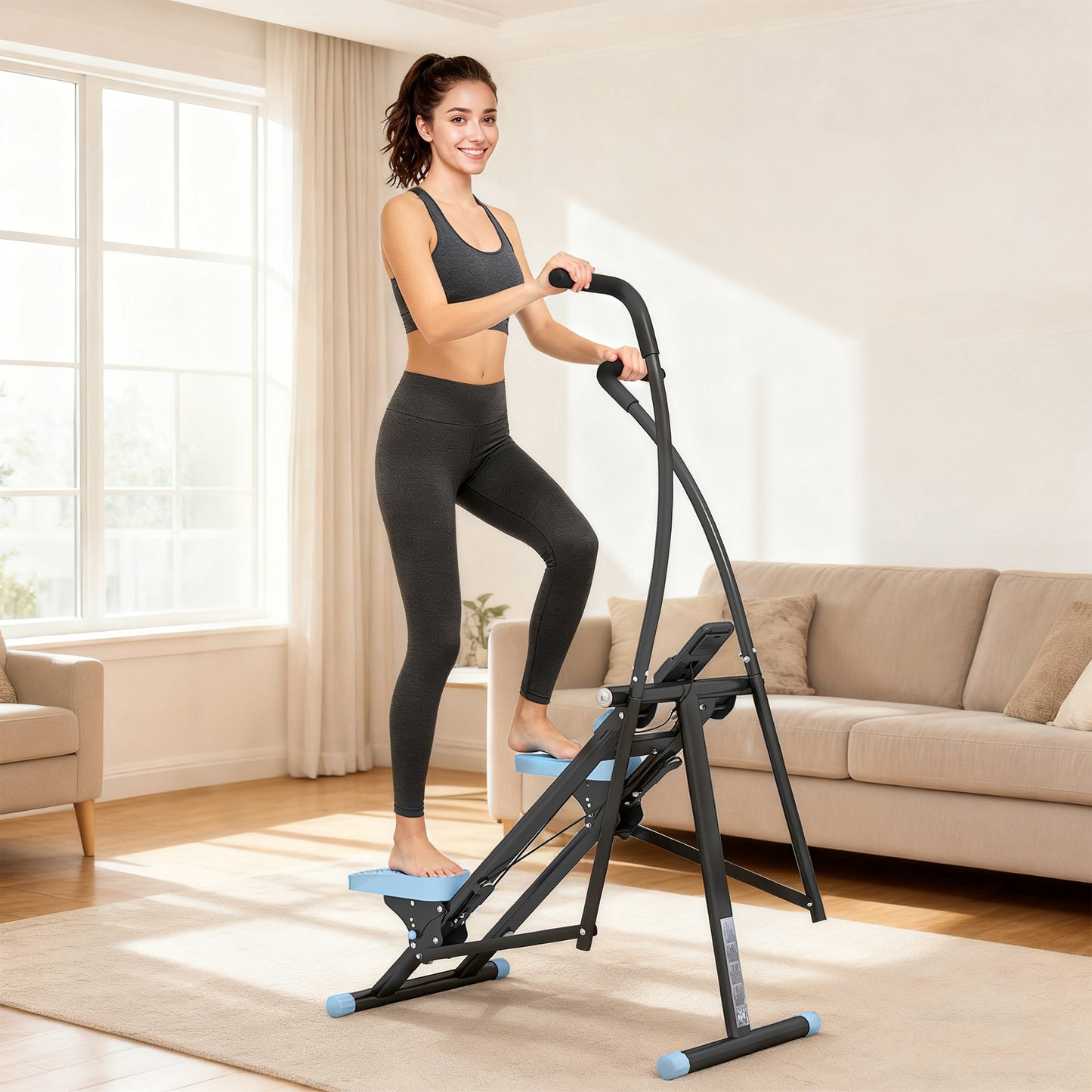 SPORTNOW Stair Stepper For Home Gym Exercise, Vertical Climber Machine With LCD Monitor & Adjustable Pedals For Workout