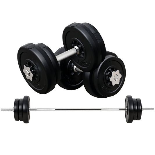 Dumbbell And Barbell Set With 65kg Adjustable Barbell Weights Set, For Home Gym - Black