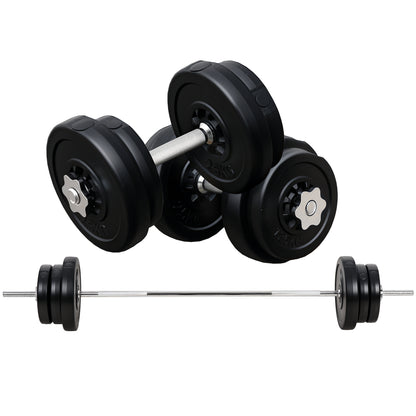 Dumbbell And Barbell Set With 65kg Adjustable Barbell Weights Set, For Home Gym - Black