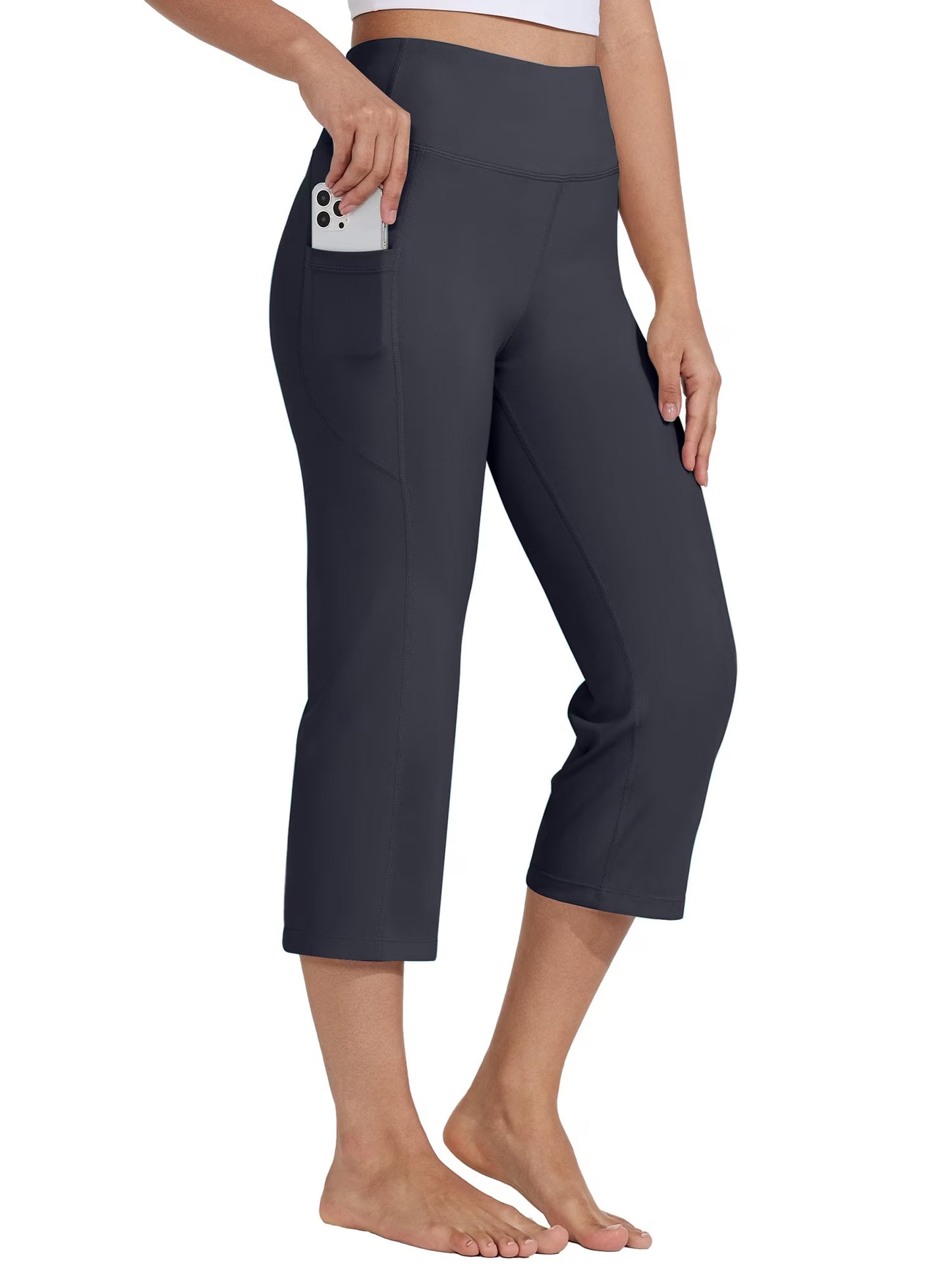 Capris Pants for Women High Waist Yoga Pants Women Athleisure Wide Legs with Pockets