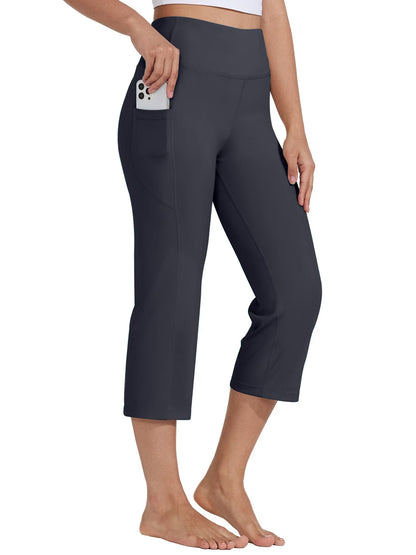 Capris Pants for Women High Waist Yoga Pants Women Athleisure Wide Legs with Pockets