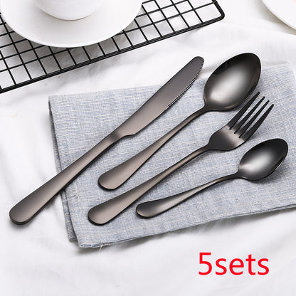 High Grade Tableware Set Black Gold Plated Stainless Steel Knife And Fork